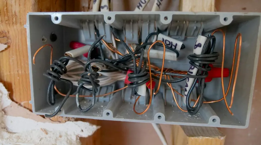1 Electric box with labelled wires